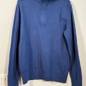 Banana Republic Cotton Cashmere Quarter Zip Sweater Men's Medium Blue Pullover